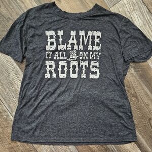 Gray Graphic T-Shirt with White Text